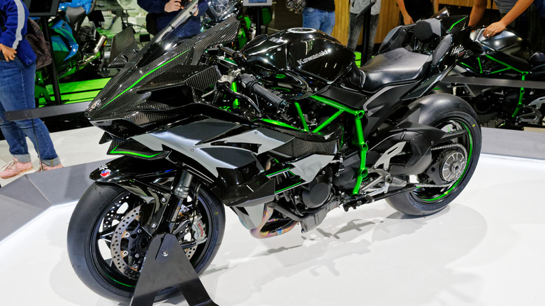 Kawasaki Ninja H2R on display at an auto show