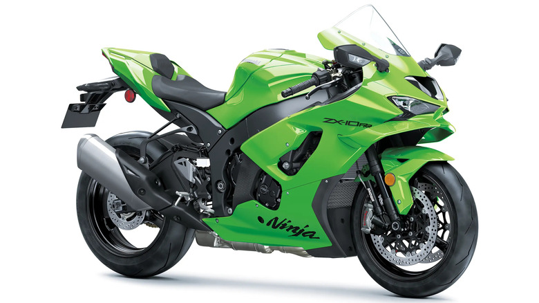Green Kawasaki Ninja ZX-10R on a white background