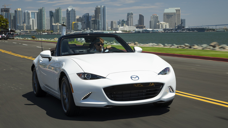 2021 Mazda MX-5 Miata on coastal road