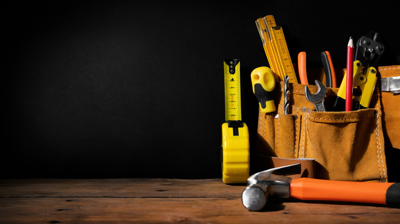 tool bag on a black background