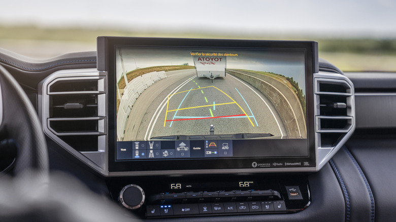 Rear-view camera display in Toyota Tundra interior