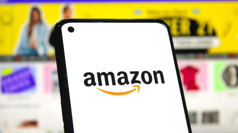 Amazon logo on a phone screen