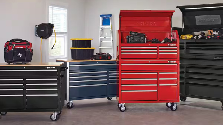 Four toolboxes of varying sizes and shapes