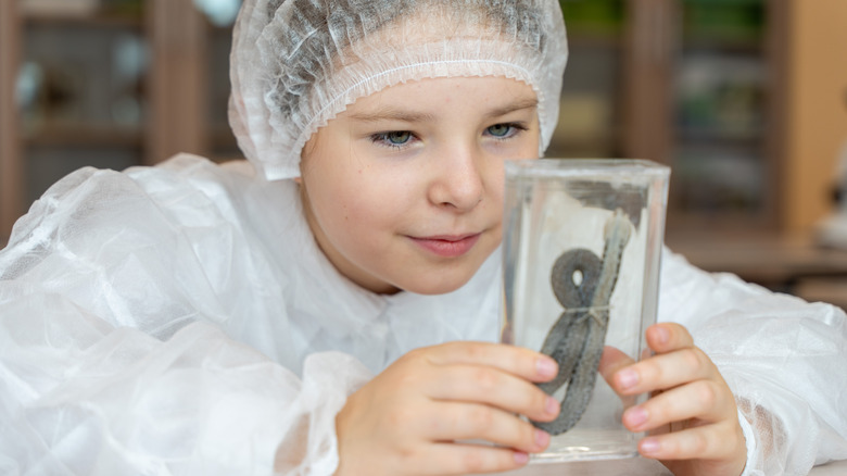 Girl with snake in formaldehyde