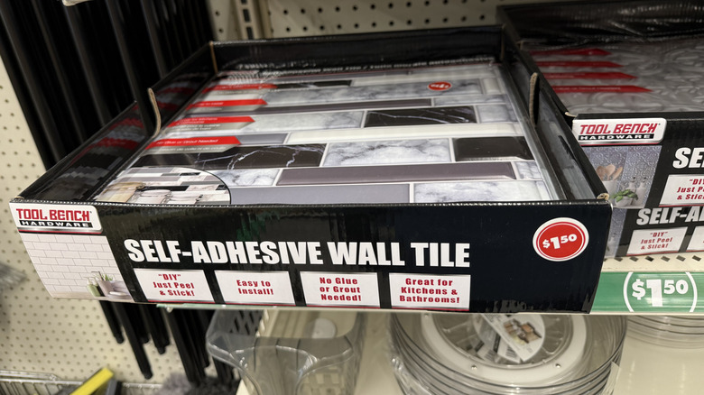 Adhesive wall tiles at Dollar Tree