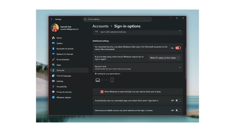 Sign in options on Widows 11