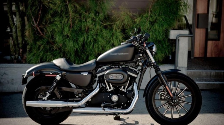 A black Harley-Davidson Iron 883 Motorcycle