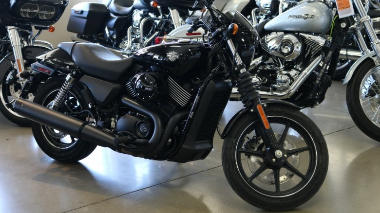 A black 2014 Harley Davidson Street 750