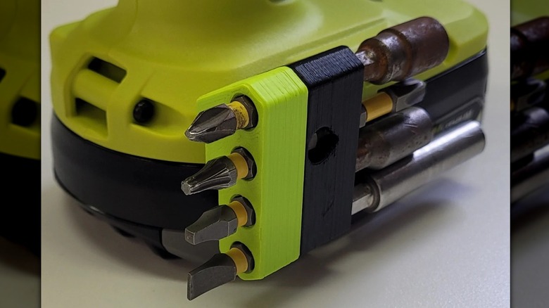 Bit holder on the base of a drill