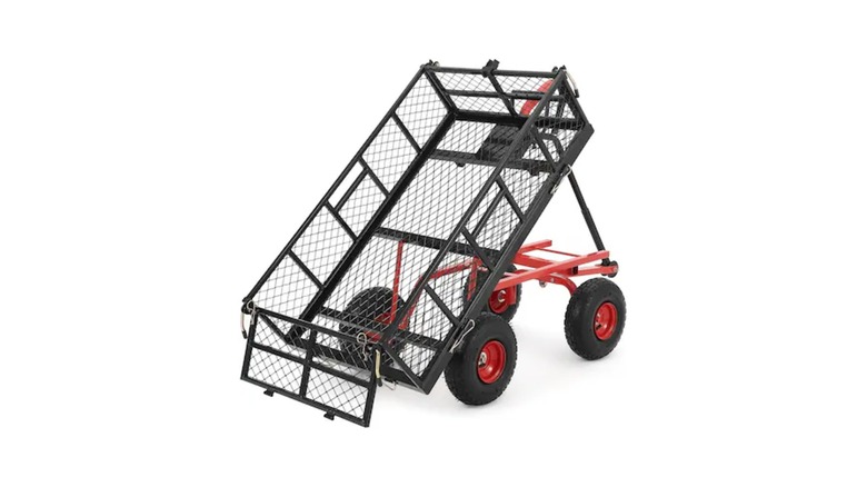 Qeetex 880-Pound Mesh Steel Garden Cart and Folding Dump Truck
