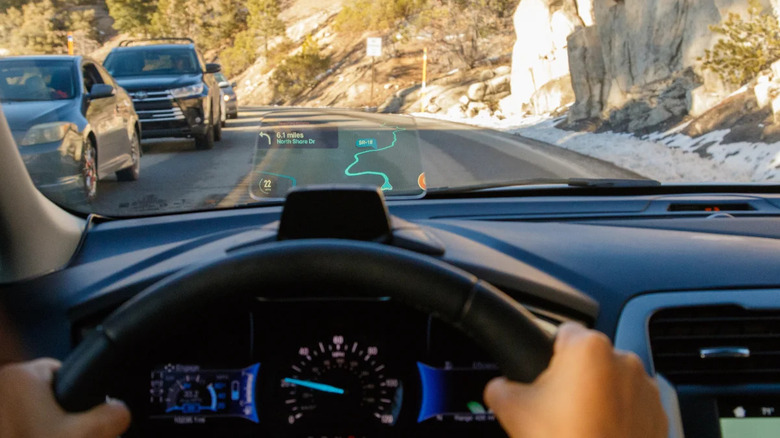 Hudway heads-up display in a Ford Fusion
