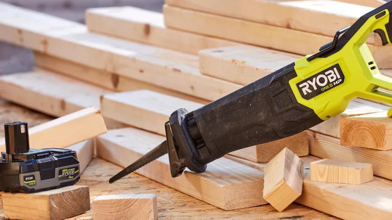 Ryobi 18V One+ Reciprocating Saw with a battery pack