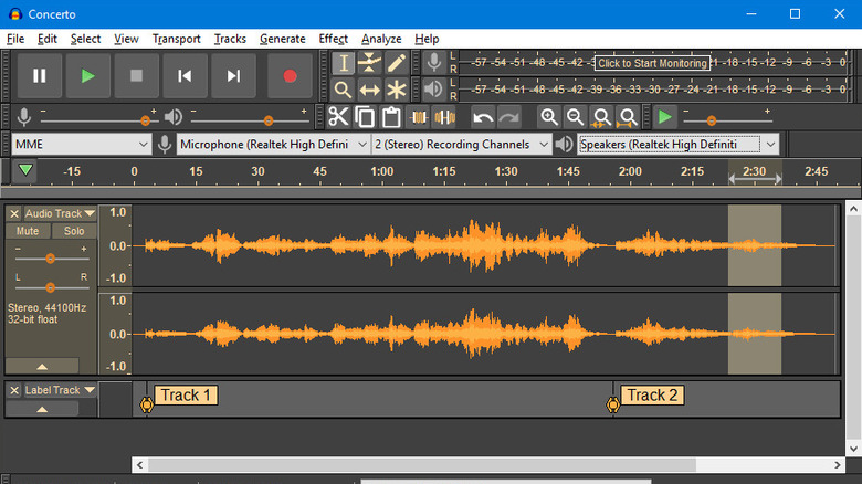 audacity main window