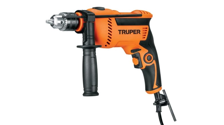 Truper hammer drill on white background