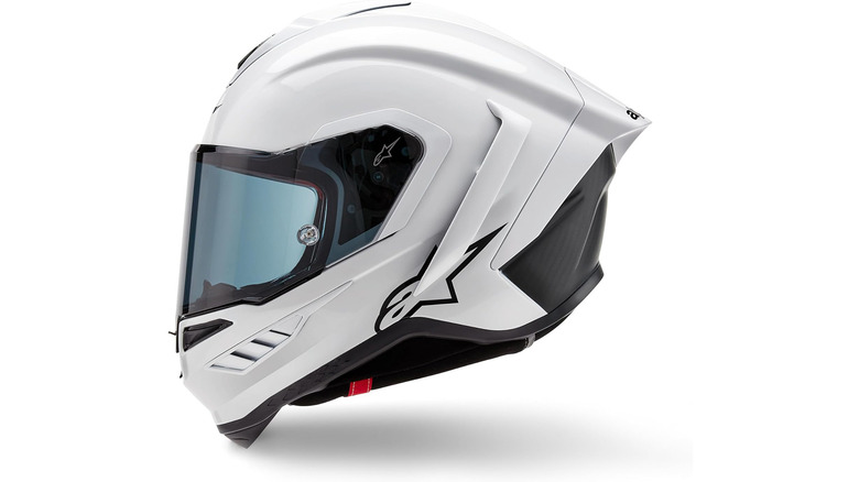 A white helmet viewed from the side