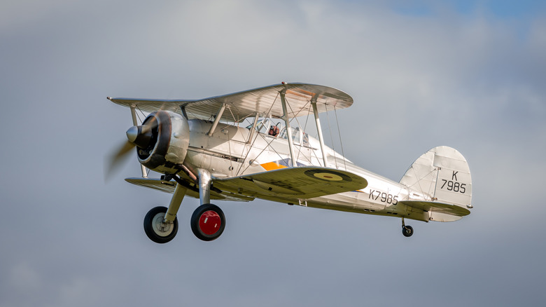a Gloster Gladiator in flight