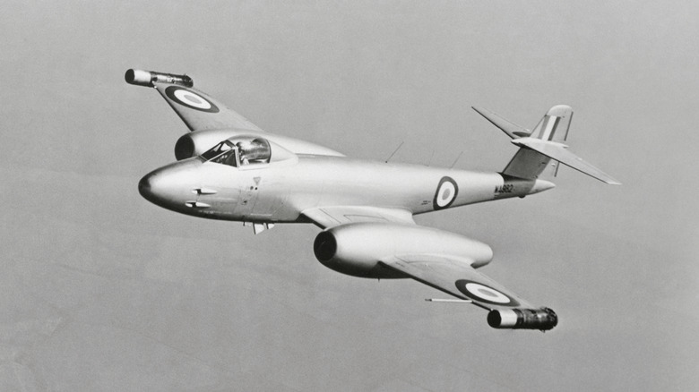 black and white photo of a  Gloster Meteor