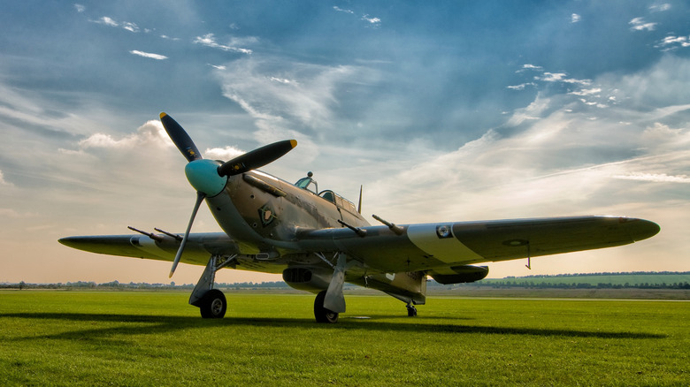 a Hawker Hurricane parked on grass
