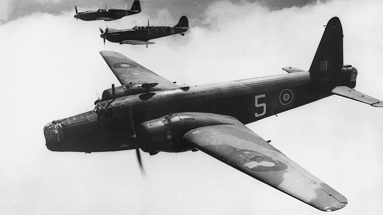 Vickers Wellington bomber flying