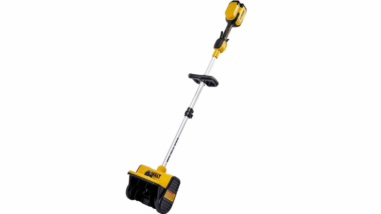 Electric snow shovel on white background