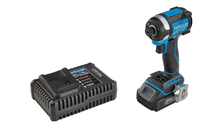 Blue and black impact driver and charger