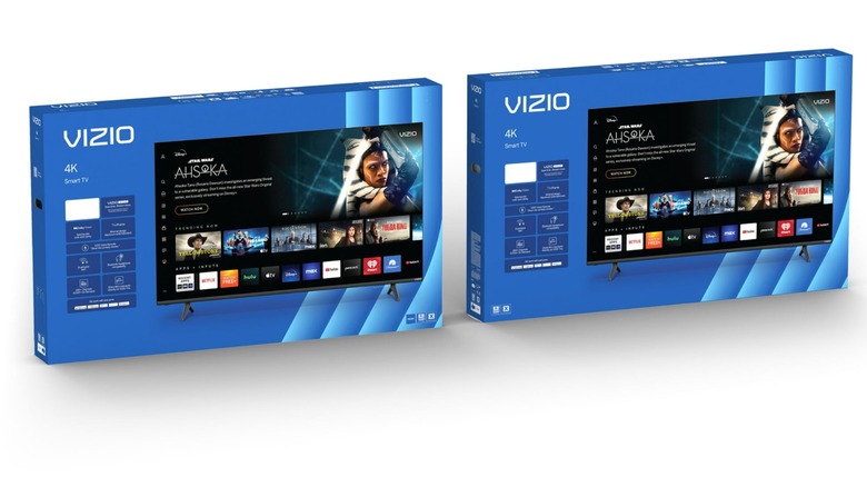 Two 4K Vizio TVs in boxes
