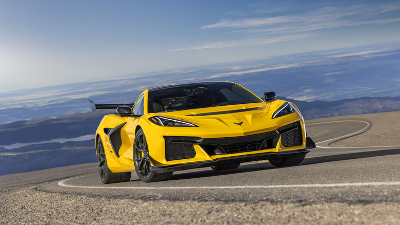 A yellow 2026 Chevrolet Corvette ZR1 parked on the road