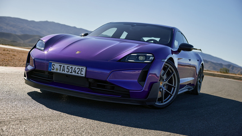 A front-end shot of the 2026 Porsche Taycan Turbo GT