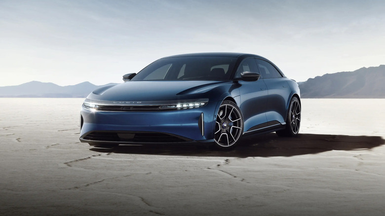 A shot of a blue 2025 Lucid Air Sapphire