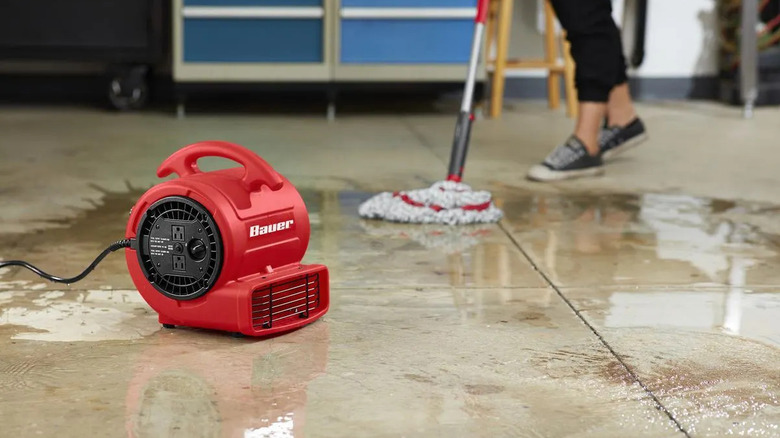 Bauer floor blower with wet floor
