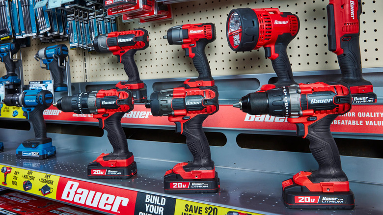 Bauer tools on display at a Harbor Freight store