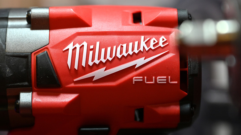 Closeup of a Milwaukee tool at a trade show