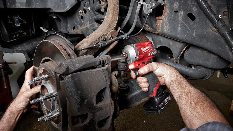 Milwaukee 2554-20 Impact Wrench in use