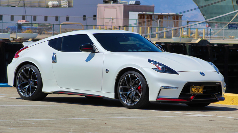 A white 2020 Nissan 370Z parked