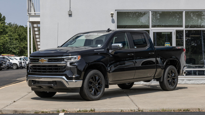 chevrolet silverado 1500 parked at dealership