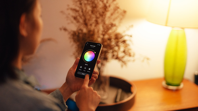 Controlling smart light color through smartphone app