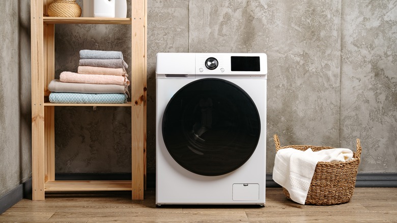 Washing machine in a laundry area