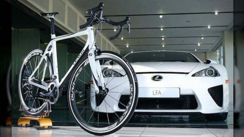 Lexus LFA road bike with an LFA car
