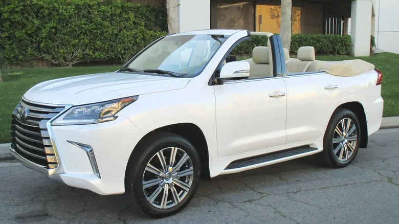 Lexus LX570 convertible parked with the top down