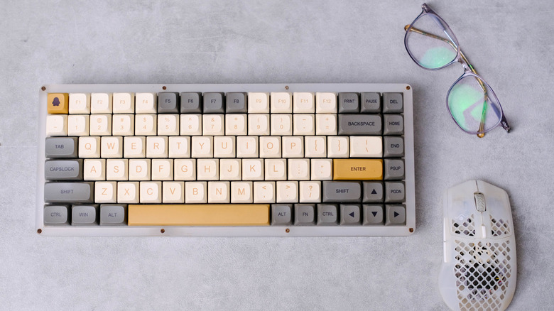 Mechanical keyboard on desk