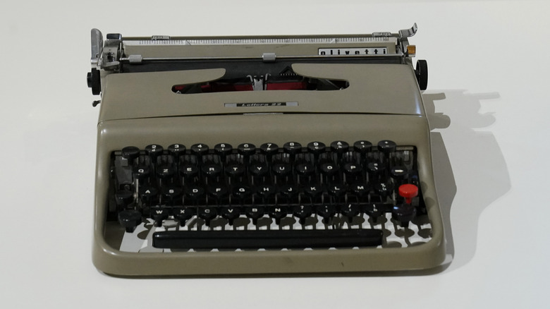 Typewriter on table