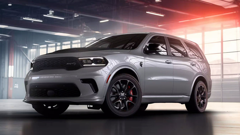 A gray 2025 Dodge Durango SRT Hellcat in the studio