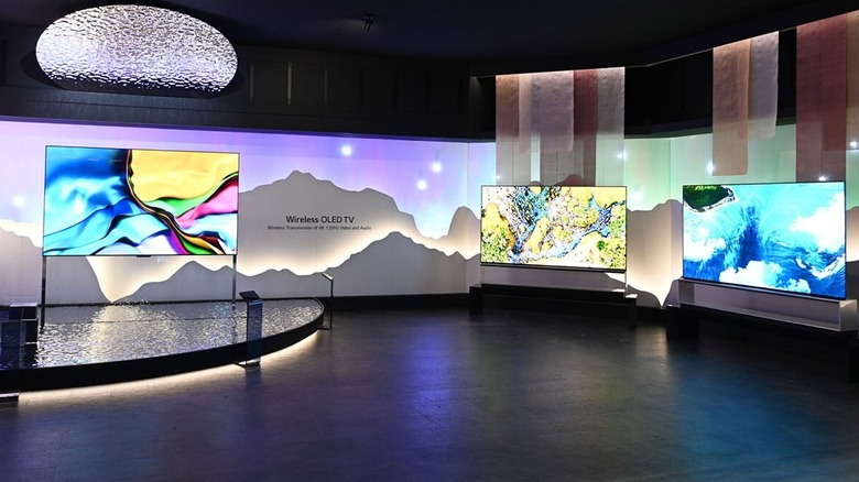 LG TVs in a display room showing vibrant colors.