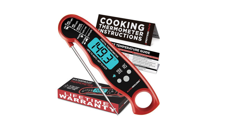 A Alpha Grillers Meat Thermometer and packaging.