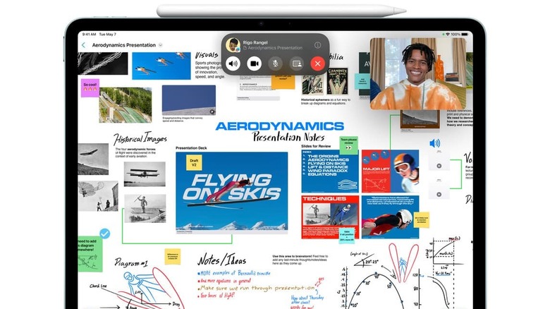 An Apple Pen on an iPad, lots of notes displayed.