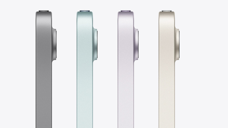 Four iPads seen from the side, showing the cameras bulging out.