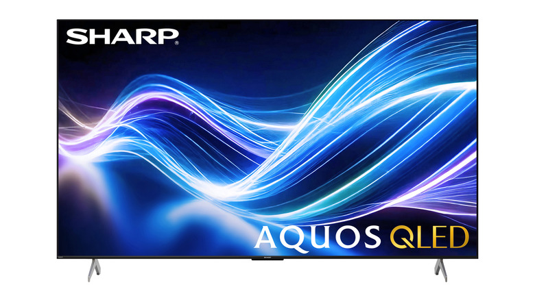 A close up of a Sharp Aquos QLED Smart TV