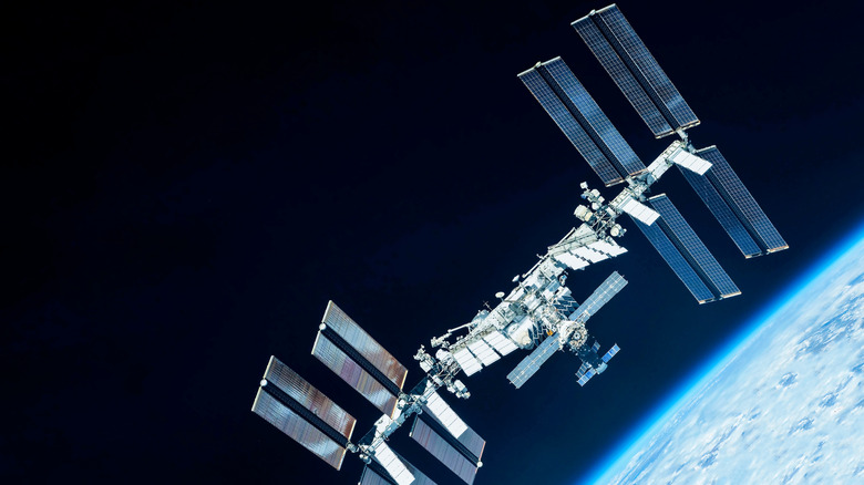 Aerial view of the International Space Station in orbit