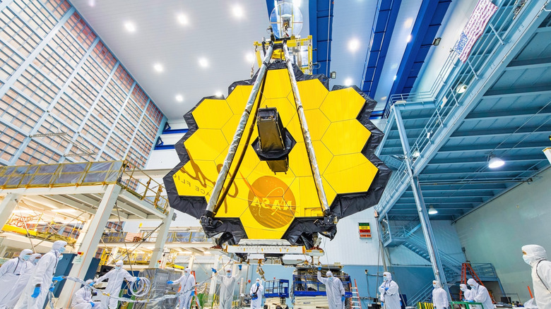 Picture of the James Webb Telescope in construction