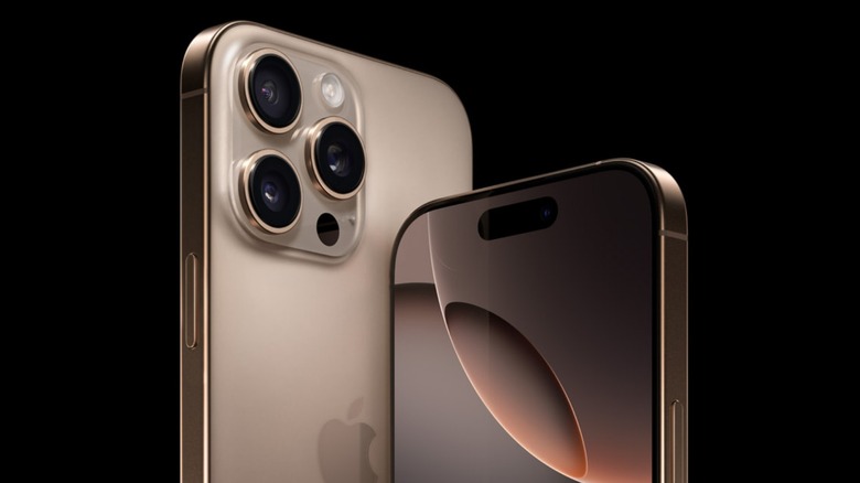 Apple 16 Pro and 16 Pro Max on black background